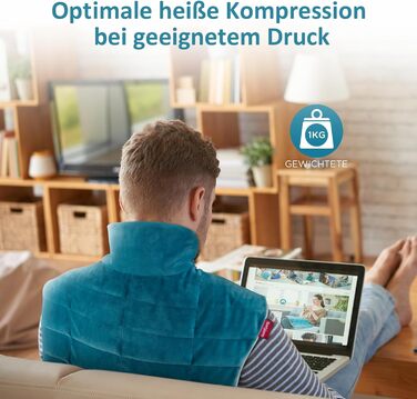Електричний гріючий накидка Comfytemp для шиї та плечей з 9 рівнями нагріву, таймером до 9 годин, вагою 1 кг, 56x48 см, Navy Blue (темно-синій), пральна