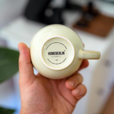 HOMEBERLIN® Barista Pro: Набір кавових чашок капучіно 200мл - Преміум набір з якісного фарфору. 4 сучасні чашки з підставками, ручної роботи, глазуроване сіре покриття