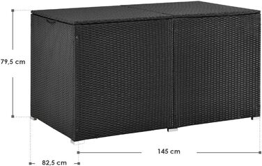 Ящик для подушок Juskys Ikaria 950л з кришкою з автопідйомом та внутрішньою підкладкою - Садова скриня 145x82x79 см чорна