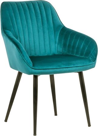 Стілець Riess-Ambiente Design Turin Velvet Turquoise з підлокітником Обіднє та конференц-крісло