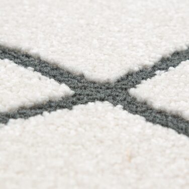 Домашній килим Paco з коротким ворсом для передпокою, спальні, Сучасний скандинавський ромбоподібний візерунок, розмір колір (80x150 см, білий 3)