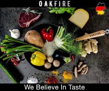 Сковорода-Вок Oakfire, чавунна Індукційна сковорода-вок висотою 31 см, з дерев'яною ручкою, чавунна з антипригарною патиною