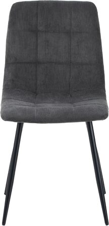 Стілець для їдальні ALBATROS Bora з оббивкою з корду, комплект з 4 шт, антрацит, вінтажний дизайн, витримує до 110 кг, м'який стілець для кухні, стілець до обіднього столу, оббивка з корду антрацитового кольору