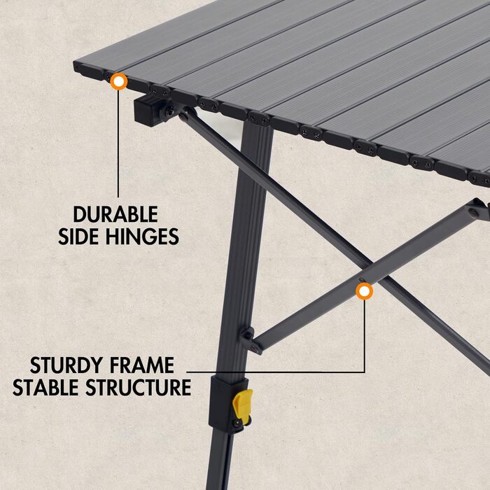 Складаний кемпінговий стіл Portal з регулюванням висоти, алюмінієвий, 90 x 53 см, сірий