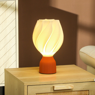 Торшер HOMCOM, LED-лампа з абажуром, надрукованим на 3D-принтері у вигляді квітки, настільна лампа для вітальні, ігрової кімнати, білий колір | Aosom