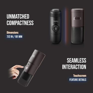 WACACO Електрична портативна кавомашина: 4 види кави, швидкий нагрів, 3 акумулятори 3000mAh, 20 Bar, для меленої кави та капсул NS, сенсорний екран, темно-бордовий