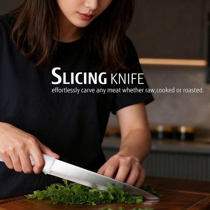 Набір кухонних ножів з бруском Messerich: 7 предметів, нержавіюча сталь, кухонні ножі та ножиці, чорний