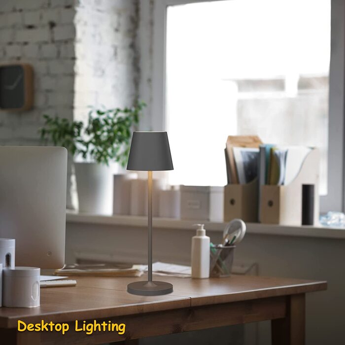 LED акумуляторна настільна лампа K-Bright з регулюванням яскравості | Для дому та вулиці | Тепле світло | USB зарядка | Антрацит