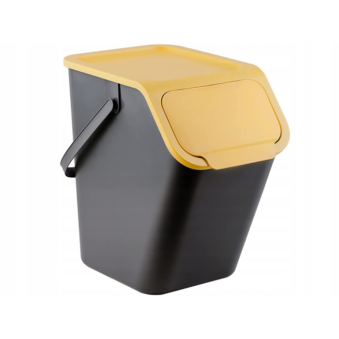 Практичний ящик для збору сміття, система поділу сміття на кухні, система видалення сміття з відкидною кришкою, кошик для сміття з кришкою, сміттєвий бак, Жовта система видалення сміття 25 л
