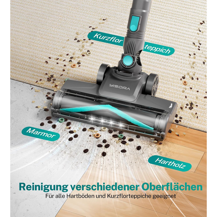 Акумуляторний пилосос 25000Pa, 175W, 50хв роботи, бездротовий, з антизаплутувальною насадкою, самостійно стоячий, легкий ручний пилосос. Підходить для килимів, твердих підлог, видалення шерсті тварин (Цянь)