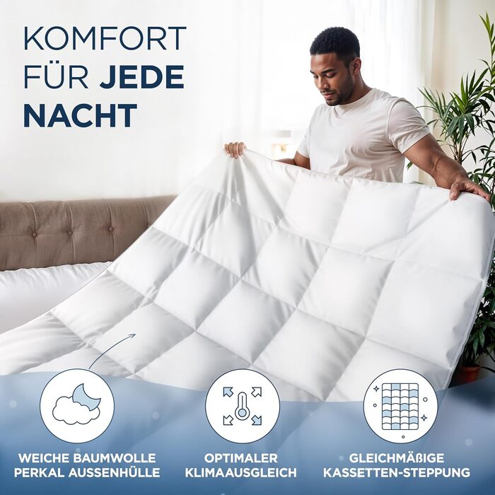 Плед з пуху та пера 135x200 см - сертифікована Oeko-Tex ковдра з м'якого пуху та пера - ковдра з пуху - сертифікована RDS літня та зимова ковдра - Duvet - ковдра на всі сезони 135 x 200 см