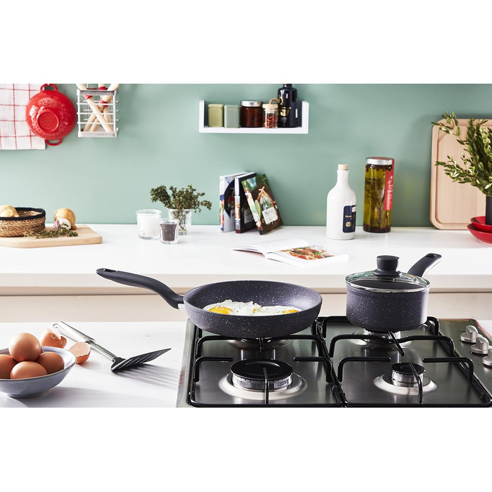 Набір посуду Lagostina Antea 8 предметів: каструлі та сковорідки, алюміній, сірий
