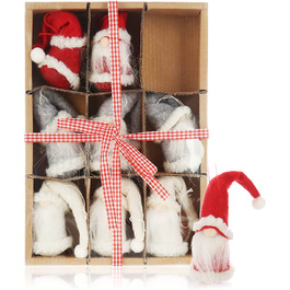 Підвіска Санта-Клауса com-four 9 шт. преміум-класу для різдвяної ялинки, підвіска з чарівними фігурками ялинки у вигляді підвіски на дереві, різдвяні прикраси (дизайн 68-червоний білий сірий)