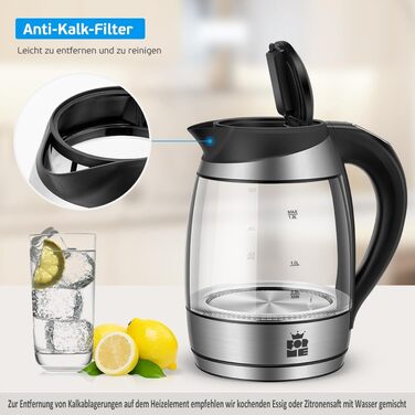 Електричний чайник FOR ME Glas 1.8L з регулюванням температури (40°C - 100°C), LED-підсвічуванням 7 кольорів, функцією підтримання тепла, BPA Free, без сита для чаю