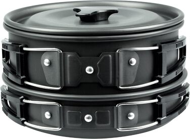 Комбінація посуду Black Snake Camping Посуд Himalaya з набором кухлів з нержавіючої сталі, тарілками та столовими приборами великий чорний/сріблястий