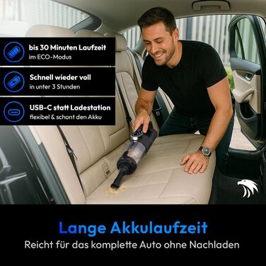 Акумуляторний ручний пилосмок Mastergrip 2-в-1 з функцією обдува, потужність 80000 RPM, мийний HEPA-фільтр, бездротовий пилосос для авто та дому, колір антрацит