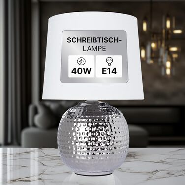 Лампа настільна ARTE LAMP LED з хромованою основою та абажуром з текстилю, біла – для вітальні та спальні