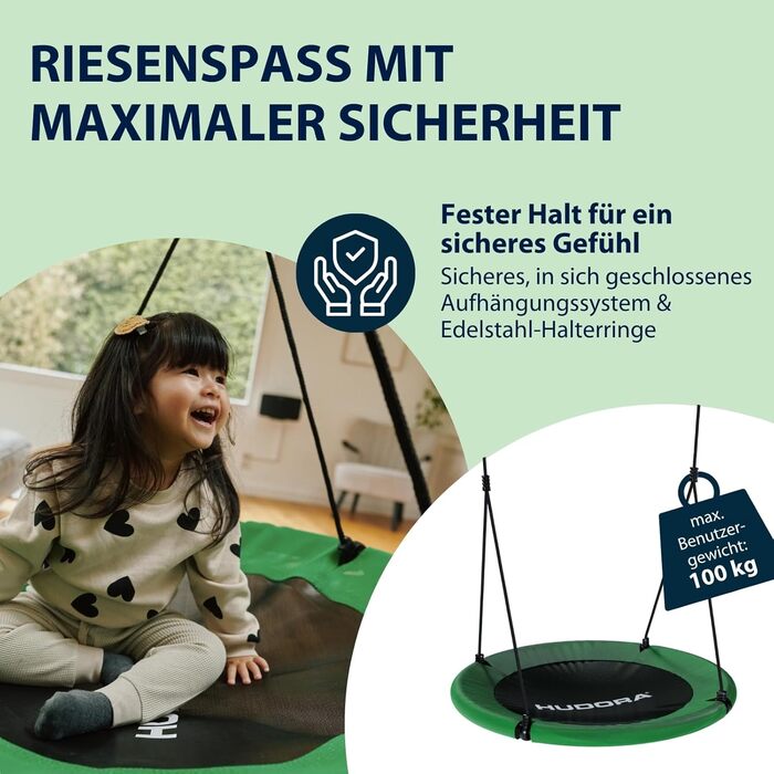 Гніздова гойдалка HUDORA Nestschaukel 90 - пластикова гойдалка для дітей та дорослих, діаметр 90 см, для дому та вулиці