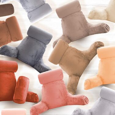 Подушка для читання Clara Clark з великою спинкою, з піною з пам'яті, для дорослих, з підлокітниками та кишенями (Велика, Бежево-кремовий)