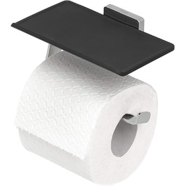 Тримач для туалетного паперу Tiger Dock з практичною полицею, тримач для туалетного паперу з хромованої нержавіючої сталі, 150х85х95 мм хромований з полицею