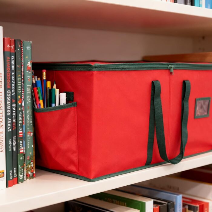 Коробка для зберігання прикрас на ялинку SALCAR з відділеннями, 128 шт., червона