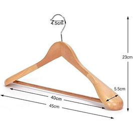 10 дерев'яних вішалок для костюмів: широкі плечі, неслизькі, поворотний гачок 360°, для сорочок, пальто, жакеток, штанів (горіх, преміум-якість)