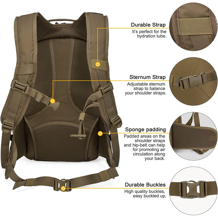 Рюкзак Mardingtop 28L, тактичний похідний рюкзак, рюкзаки, похідні рюкзаки для активного відпочинку, похідні рюкзаки для кемпінгу, подорожей (28L, новий, кольору хакі)