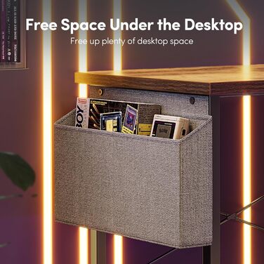 Ігровий стіл CubiCubi L-подібної форми 150x120 см з підставкою для монітора та кишенькою для зберігання, вінтажний коричневий