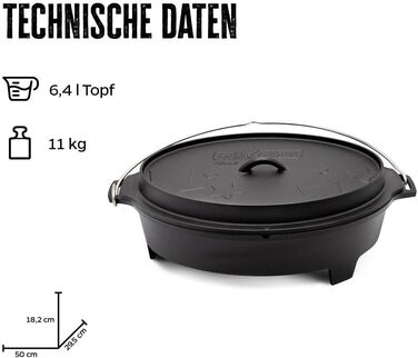 Набір голландської печі Grillfürst Dutch Oven BBQ Edition DO 9: чавунний котелок 8,5 л з підставкою, кришкою та аксесуарами