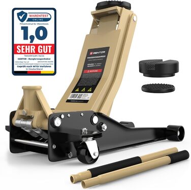 Гідравлічний домкрат 3T низькопрофільний 75-505мм з гумовими накладками для легкових авто та SUV – професійний, поворотний