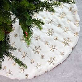 Спідниця для різдвяної ялинки SHUOXI, плюшева спідниця для різдвяної ялинки зі срібними золотими сніжинками, біла спідниця зі штучного хутра, кругла спідниця для різдвяної ялинки