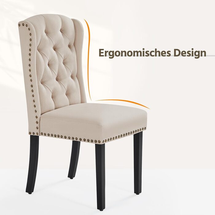 Набір з 4 кухонних стільців Yaheetech з м'яким сидінням та спинкою, бежевий (до 140 кг)