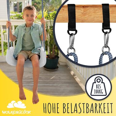 Дитяча гойдалка Wolken Glück® 3 в 1 для малюків (6 місяців - 6+ років) - Зростаюча гойдалка для дому та вулиці з підголівником та ременем безпеки (Сірий)