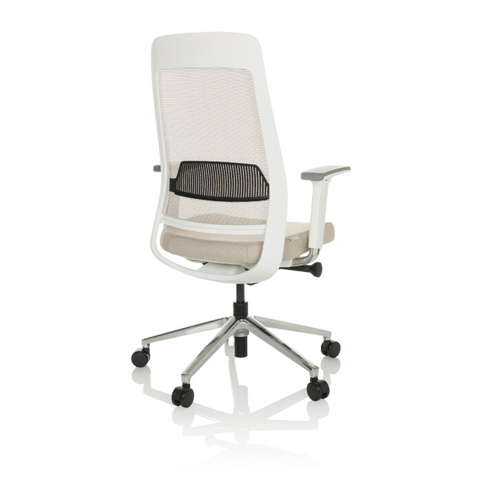 Офісне крісло / поворотне крісло CHIARO T2 WHITE сітка / тканина сіра / бежева hjh OFFICE