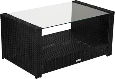 SVITA Roma: Комплект садово-розплічної групи з ротангу для відпочинку та обіду (софа, крісло, стіл), чорний колір