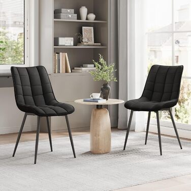 Стільці для їдальні WOLTU - кухонні стільці з м'якою спинкою та сидінням з льону, металеві ніжки, до 150 кг