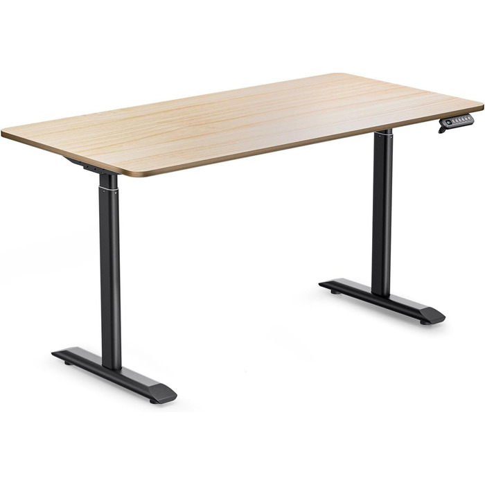 Електричний письмовий стіл Aomdom, висота 80-160регульована довжина, вантажопідйомність 70 кг, функція зберігання (120*60-клен)