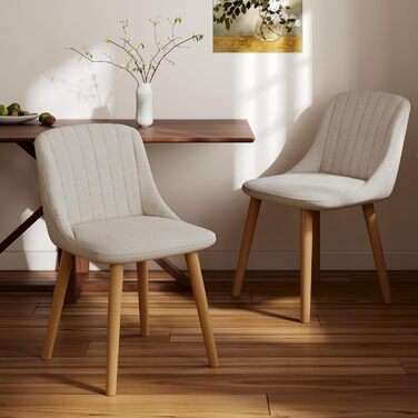 Набір з 4-х оббивних стільців для їдальні, кухні, офісу, вітальні. Колір бежевий, дерев'яні ніжки, матеріал - поліестер.