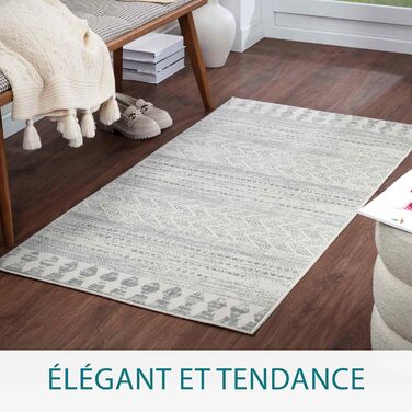Вітальня, їдальня, передпокій - Сучасний геометричний візерунок килима в стилі бохо - М'який скандинавський килим для вітальні сірий, бежевий - Великий килим Carpet Runner (80x150см)