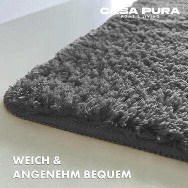 Casa Pura Килимок для ванної кімнати з високим ворсом Sky Soft - М'який, пухнастий, з ефектом шаги - Нековзний, пральний, перевірений на шкідливі речовини - 16 кольорів у 6 розмірах (80x150 см, /Ivory)