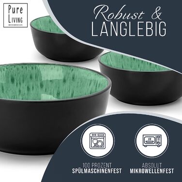 Набір посуду Pure Living з керамограніта 6 шт 16 см зелено-чорний