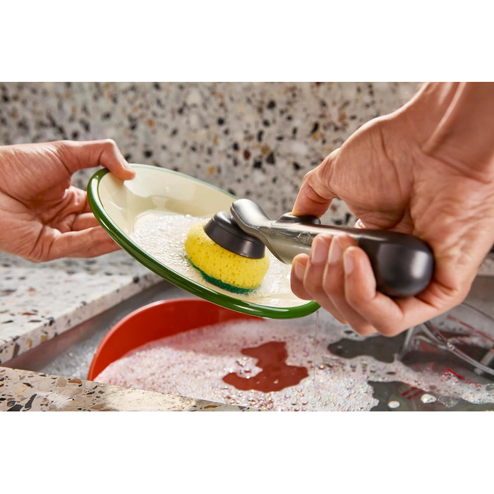 Набір для миття посуду Joseph Joseph SinkTech з підставкою з нержавіючої сталі, міцні щетинки, замінні насадки та підставка для насадок