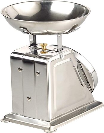 Механічні кухонні ваги Rosenstein & Sons металеві (побутові) аналогові кухонні ваги в стилі ретро (до 2 кг з функцією тари, нержавіюча сталь)