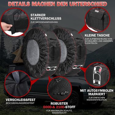 Захисні чохли для шин Moveland 18-22 дюйми (4 шт.) - водонепроникні, пилонепроникні, для зберігання та транспортування