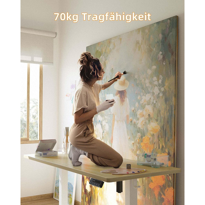 Електричний столик для роботи YIHAYO 140x60 см з регулюванням висоти та функцією пам'яті, білий