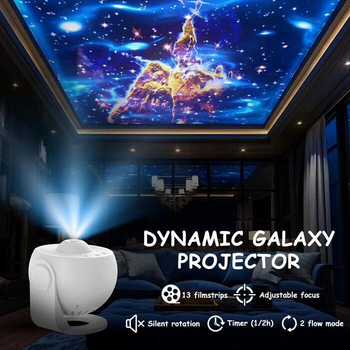 Планетарій - зоряний проєктор 13 в 1: LED проєктор галактики, 12 слайдів, нічник для дітей, для спальні, вітальні, вечірки