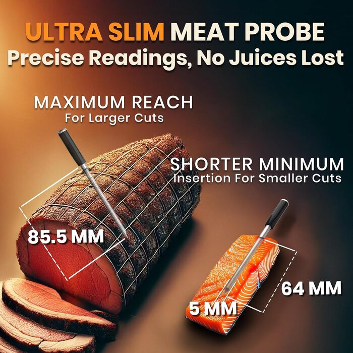 MeatStick V: Бездротовий термометр для м'яса з WiFi та Bluetooth, 650°C, для гриля, копчення, Sous Vide, BBQ, фритюрниці, духовки, smoker