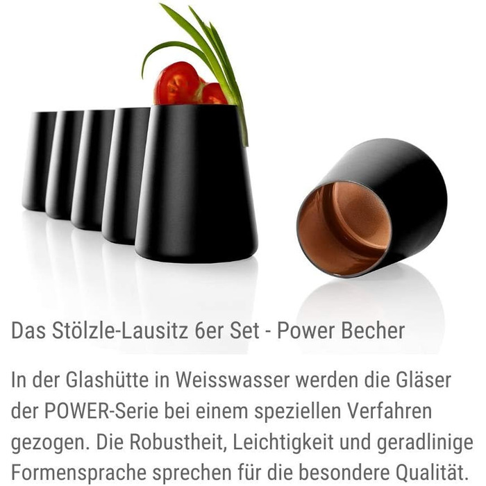 Стакани Stlzle Lausitz 380 мл I Склянки для пиття Набір з 6 чашок I Посудомийна машина Безпечна та ударостійка I Універсальні стакани як склянки для води Стакани для соку Келихи для вина i Чорна бронза