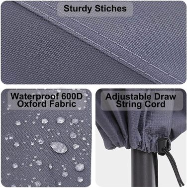 Чохол для парасольки/терасної парасольки 153x30x30 см, водовідштовхувальний, міцний, 600D Oxford PVC, чорний (без блискавки)