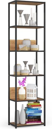 Стелаж AKORD з 6 полицями, 50 см, індустріальний стиль | Дерево/Метал | 192 x 50 x 32 см